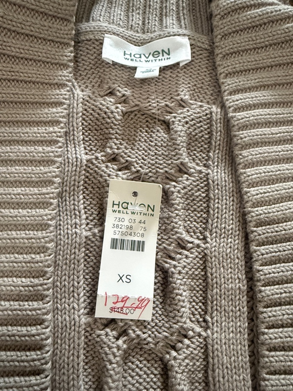 Haven Well Within Cable Knit Open Cardigan - Beige - Picture 2 of 3